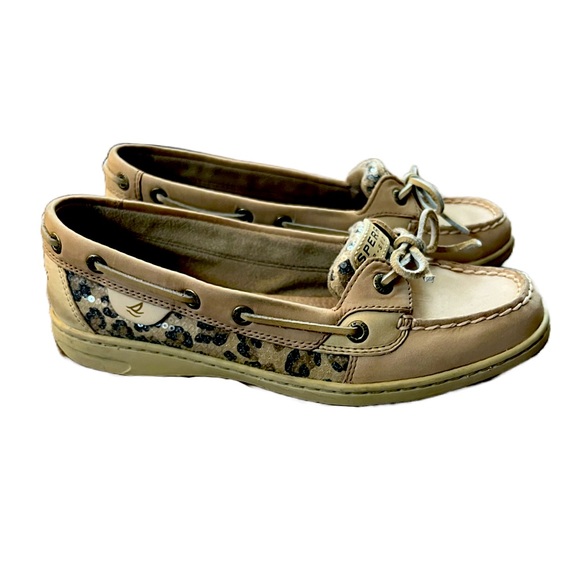 Sperry Top Sider Angelfish 9102341 Women’s Sequin Leopard Boat Shoes Size 8.5 - Picture 1 of 9
